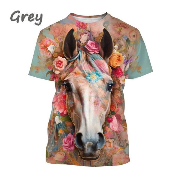 Animal Painting Art 3D Printing T-shirt Men's Fashion Animal Pattern Round Neck Short-sleeved Casual Tees Tops