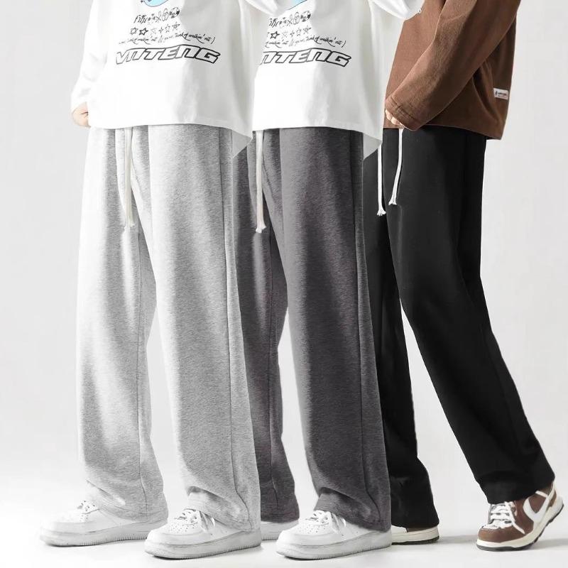 2026 Hong Kong Style Men's Wide-Leg Casual Pants - Trendy Straight-Leg, Loose Fit for Spring and Autumn