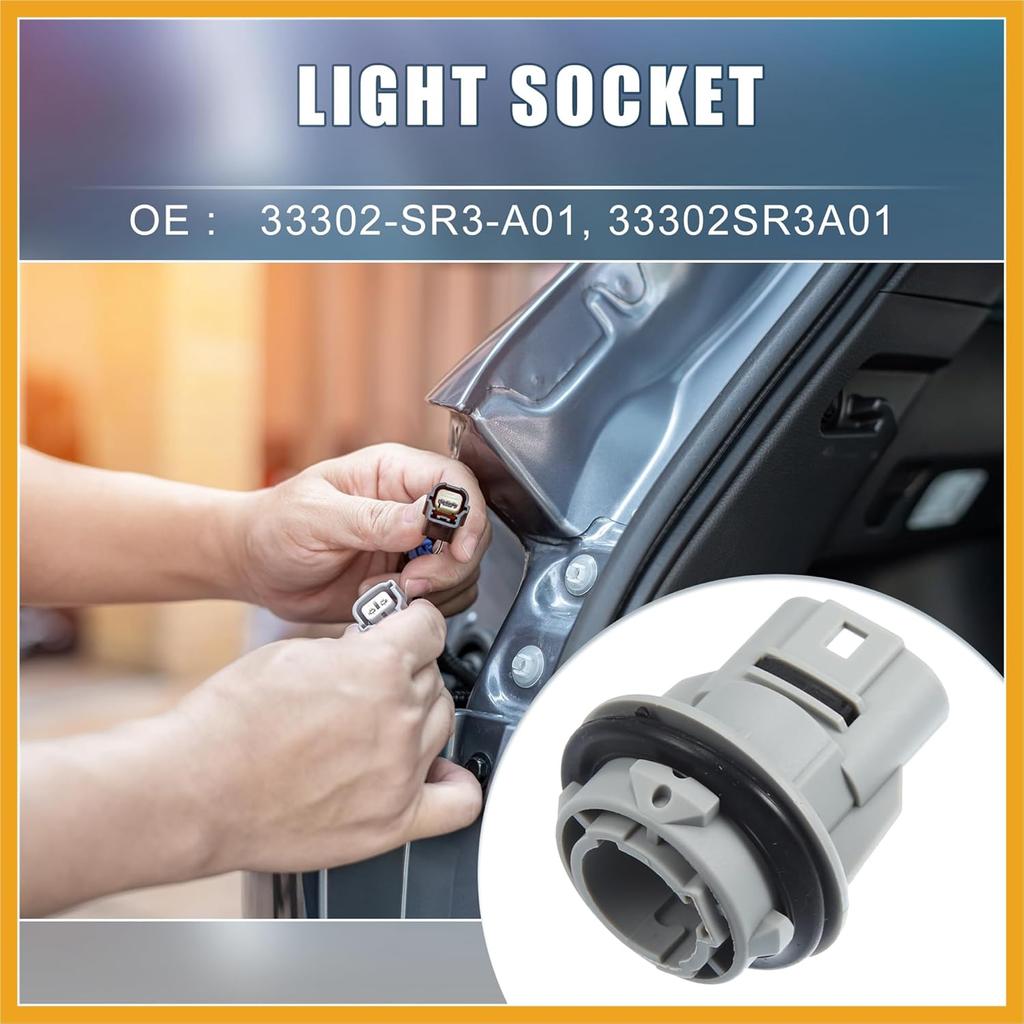 Turn Signal Light Bulb Socket Holder 33302-SR3-A01 33302SR3A01 for Honda Civic 1992-2011 for Honda Accord 1998-2012 Plastic Gray Replacement