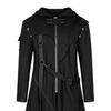 Autumn Winter Men Long Coat Solid Color Irregular Long Sleeves Hooded Zipper Strappy Overcoat for Halloween