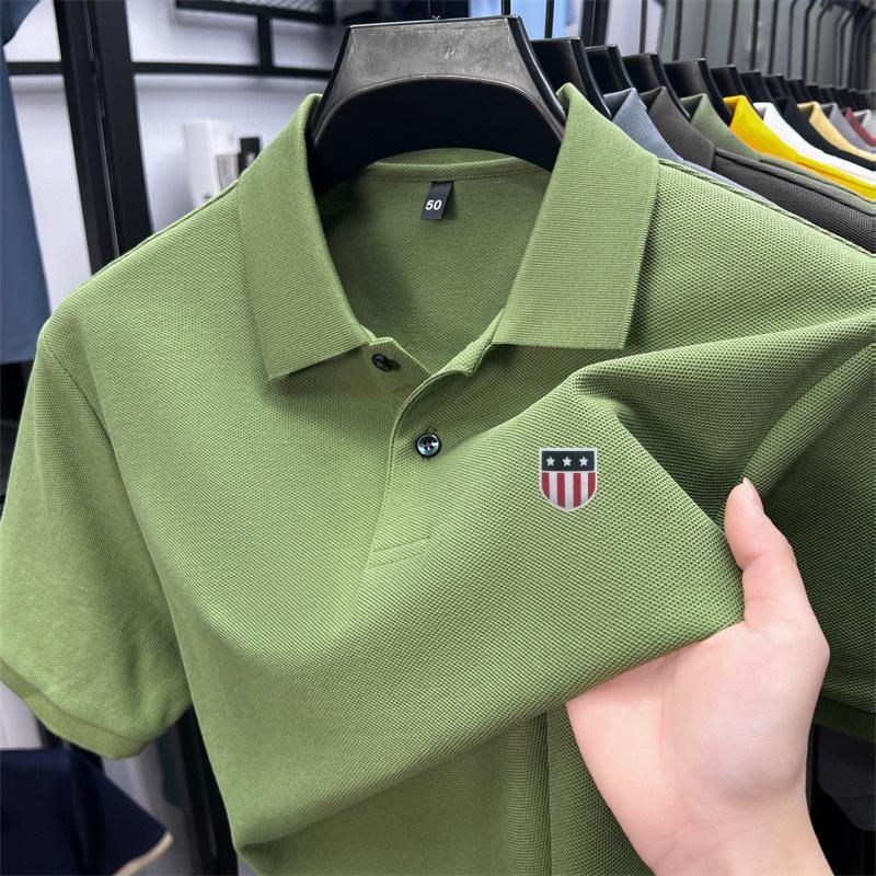 Men's Polo Shirt High Quality Lapel Flag Print Short Sleeve T-Shirt Summer Fashion Trend Men's Wear