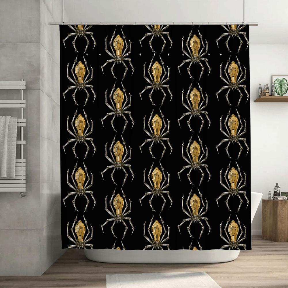 Bathroom Shower Curtain Set Waterproof Vintage Spiderweb Halloween Gothic Horror Decor Dark Room Divider Fabric