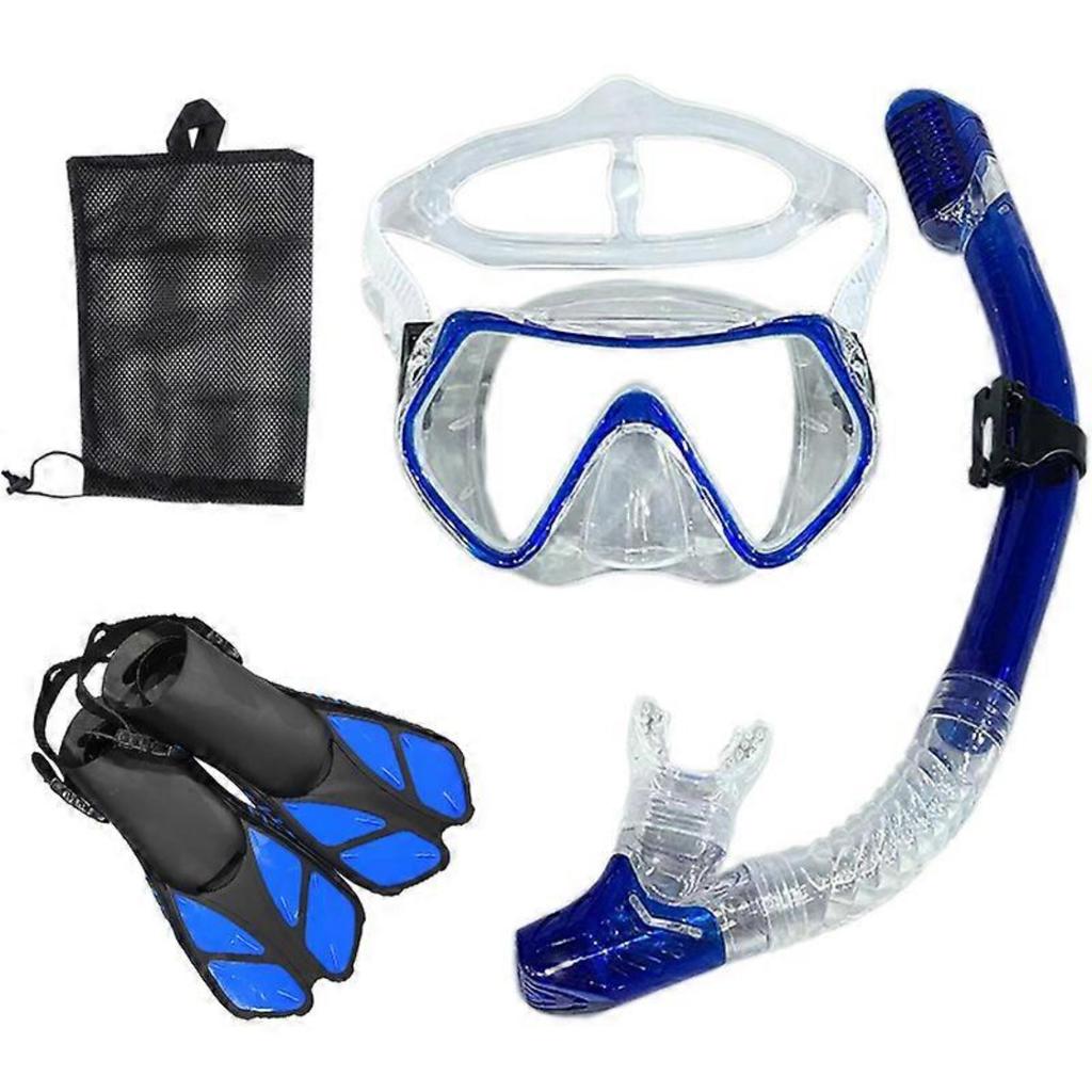 TUDIVING Kit de plongée avec tuba pour adultes, masque de vue panoramique anti-buée, tuba sec, sac de transport