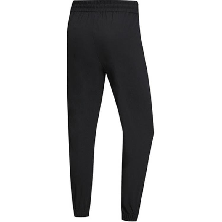 Li Ning Sports Fashion Series Solid Color Mid Waist Drawstring Breathable Versatile Cuffed Knitted Sports Pants Women Pants Black AYKN132-1