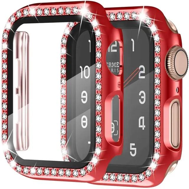 Glass+Watch Cover for Apple Watch 49mm 45mm 44mm 41mm 38mm 40mm Bling Case Diamond Bumper Protector for iwatchSE 8 9 7 6 5 4 3 2
