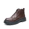 High End New Outdoor Wear-resistant Sole Men's Work Boots Winter Ankle Boots Office Business Dress Shoes for Men's Trendy Green