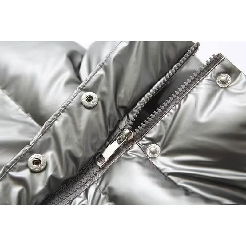 Kaslead New Women clothes Western Style Fashion Metal Technology Fabric down Cotton-padded Vest Vest