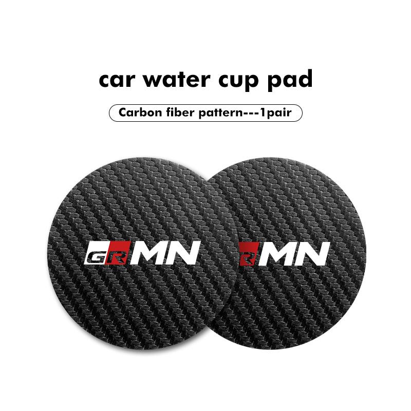 

For Toyota 2Pcs Car Interior Leather Coaster Anti-noise Water Cup Pad Gazoo Racing TRD Corolla Yaris Chr Auris Rav4 Prado