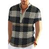 Vintage Men'S 3D Faion Patchwork Printed Irt Oversized Autumn  Collar Fce Lined Thiened Nine-Quarter Sve