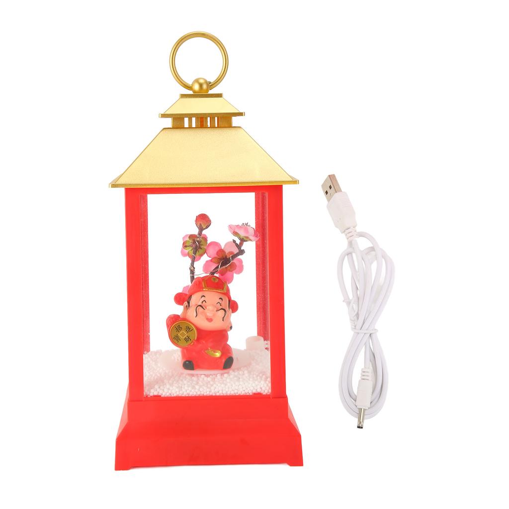Snow Globe Lantern God of Wealth Musical Snow Globe Lantern Lighted Decorative Snow Globe Lantern