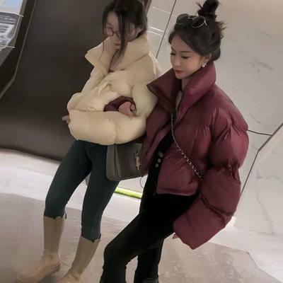 Fashionable and Stylish Korean Version Women's Short Cotton Jacket with Thickened Stand Collar
