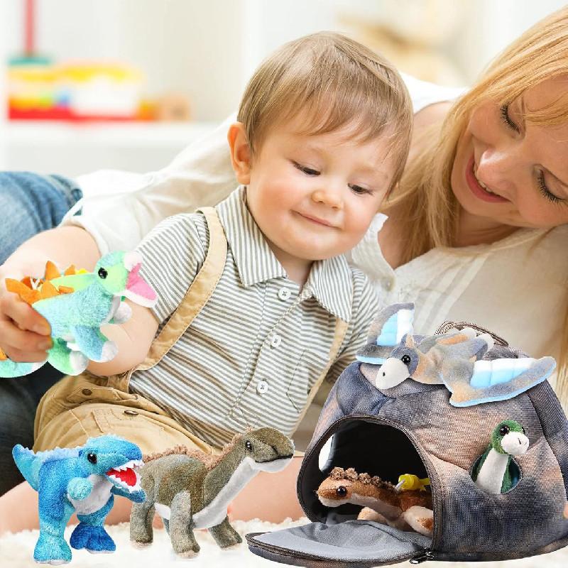 Rozkošná sada plyšových dinosauřích hraček s realistickými Pterodaktyly, T-rexy a dinosaury s dlouhým krkem pro domácí dekoraci