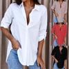 Turn-Down Collar Long Sleeve Women Shirt Buttons Closure Solid Color Loose Shirt Ladies Clothing