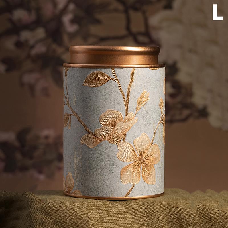 Kitchen Sealeds Canister Chinese Style Tea Box Convenient Exquisite Flower Prints Round Tea Tin Tea Storage Snacks Storage Box
