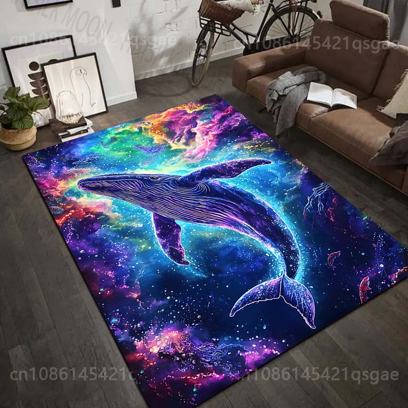 1PC Cosmic whale colorful nebula Print Carpet Rug for Living Room Bedroom Sofa Doormat Home Decor Non-slip Floor Mat