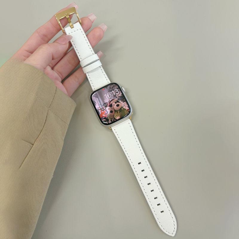 Armband i lammskinn för AppleWatch S10-Mjukt Premium Äkta Läderarmband för IWatch 10/9/8/7/6/5/4/3/2/1/Se/Ultra/Ultra2 49mm 46mm 45mm 44mm 42mm