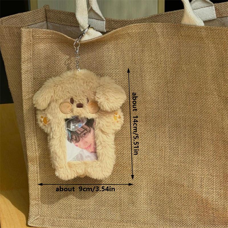 Cute Puppy Dog Plush ID Card Protect Holder Idol Photo Display Card Holder Students Card Storage Book Keychain Bag Pendant Gifts