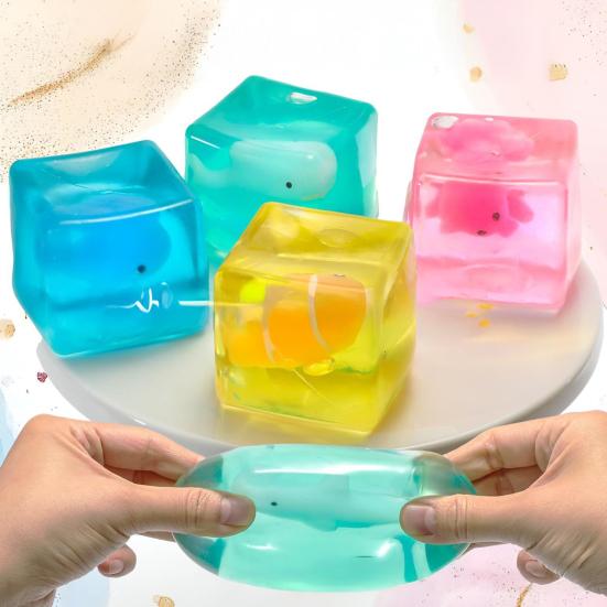 Stresswürfel mit leuchtendem Meeresbewohner-Spielzeug innen Angstlinderung Eiswürfel Quetsch-Sensorik-Spielzeug Büroangestellte Entspannung Stressball