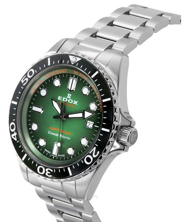 Edox Neptunian Grande Reserve Date Green Dial Automatic Diver's 808013VMVDN 300M Men's Watch