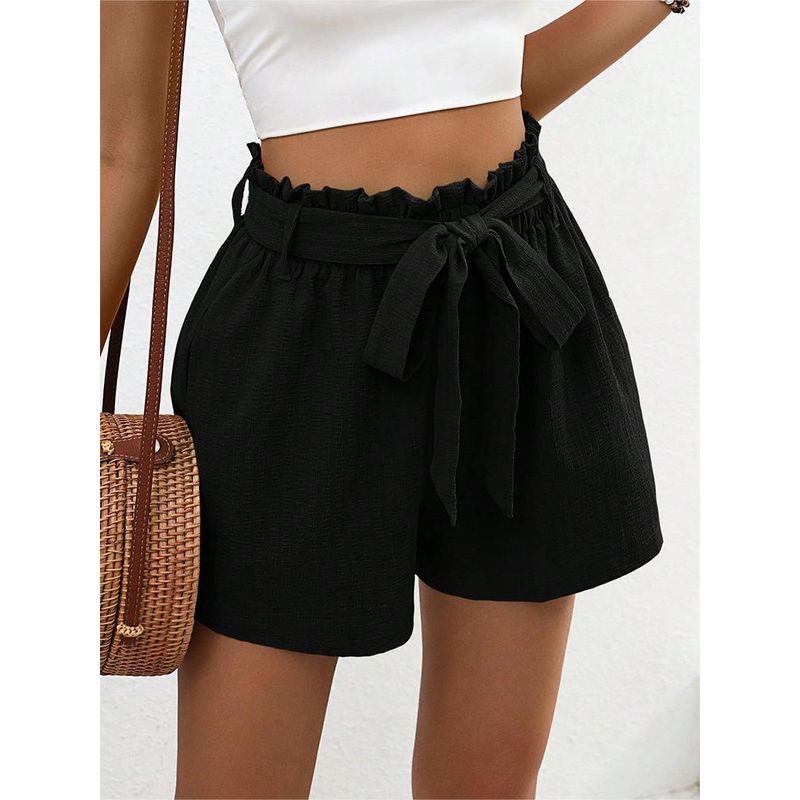 European and American Leisure Summer New Arrival Women's Clothing High Waist Shoelace Loose Wide Leg Shorts