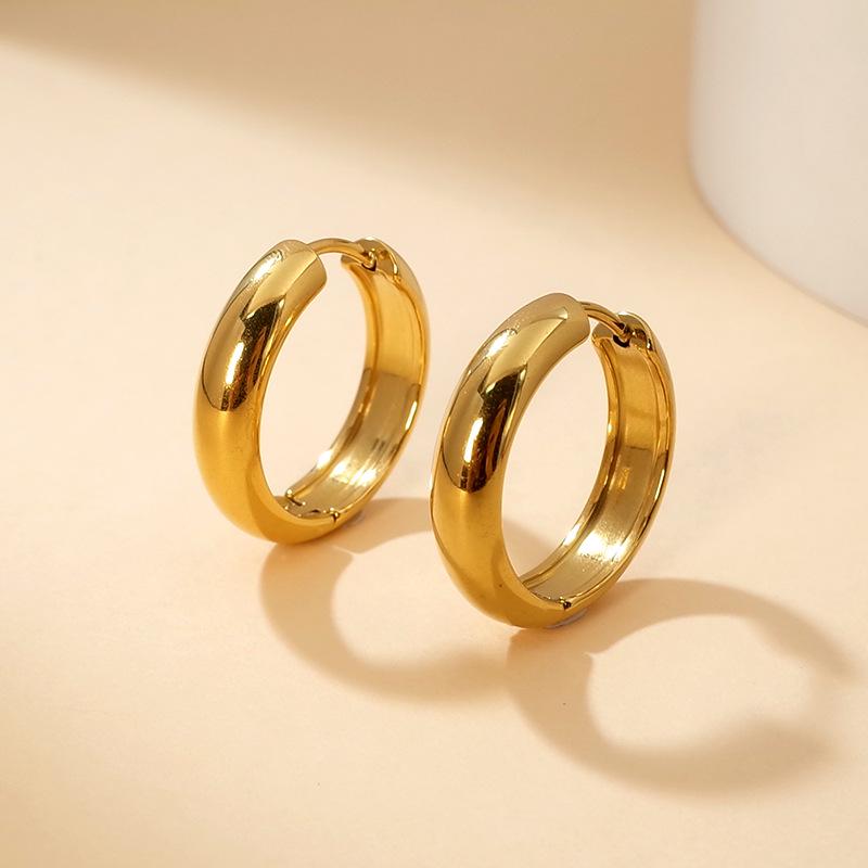 Trendy Titanium Steel Minimalist Hoop Earrings: Polished, Lightweight, Versatile, and Fashion-Forward for Men and Women