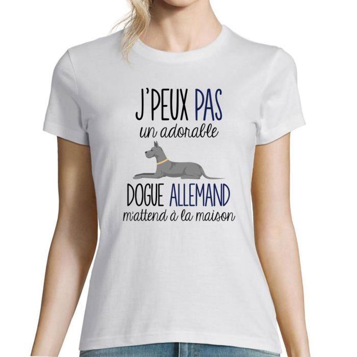 T-shirt Femme - Dogue Allemand - Désolé je peux pas - Col rond - Manches courtes - Coton