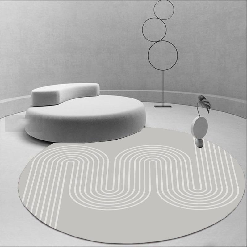 Multistyle Patterned Round Area Rug Artistic Geometric Line Circular Print Carpet Soft Floor Mat For Living Room Home Decor