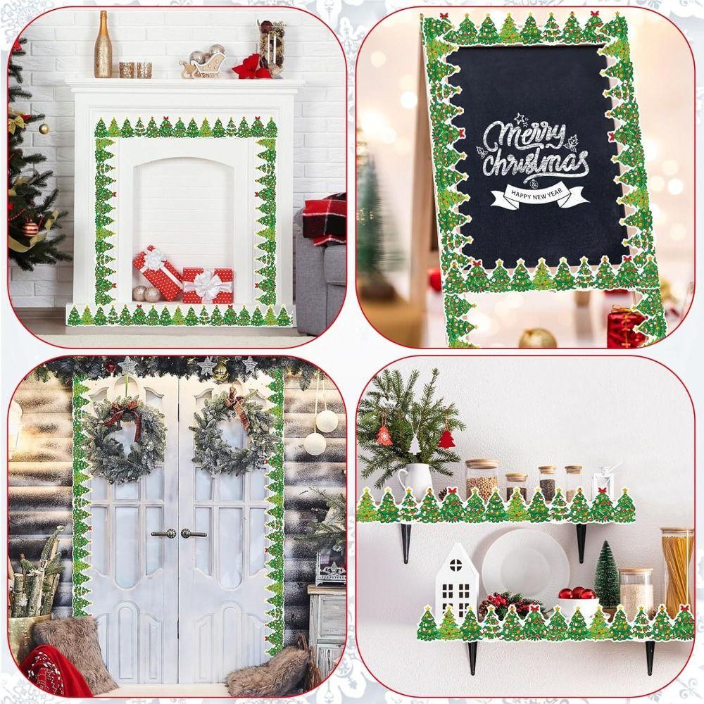 Self-Adhesive Border Decorative Sticker Penguin Christmas Tree Poster Border Stickers Snowman DIY Border Trim Sticker
