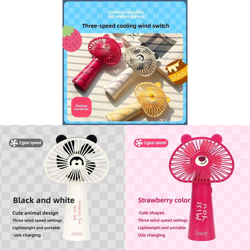 Cartoon Handheld Mini Fan With Usb Rechargeable For Kids And Travel Comfort