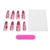 24Pcs False Nails Red Black Smudging Reusable Artificial Nail Extension Tips for Holiday Dance Party    