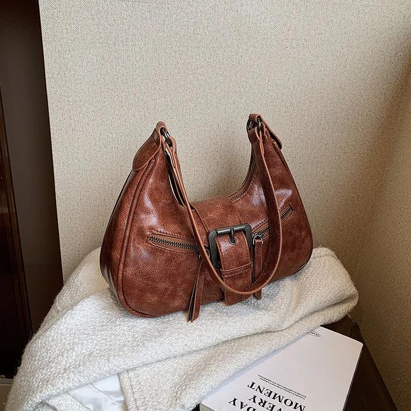 Luxuriöse Retro-Glanz-Umhängetaschen aus hochwertigem Plutonium, modisch, vielseitig, klassische Crossbody-Taschen für Damen für den Herbst