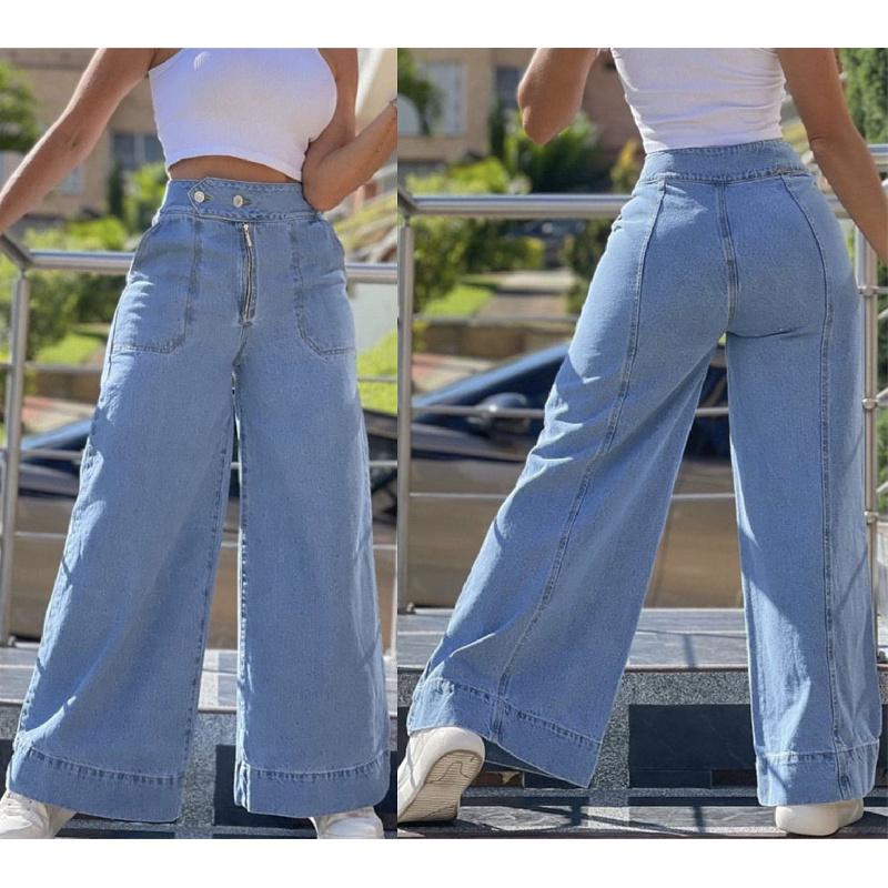 2026 casual long pants, high-waisted wide-leg pants, women's jeans style
