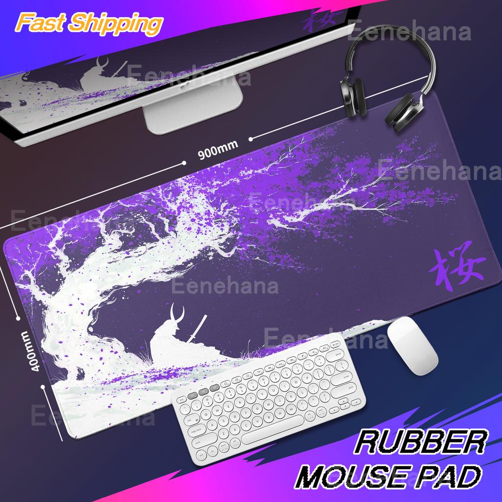 Sakura Samurai Schwarzes Mauspadd Tuschemalerei Kunst Tischmatte Gamer Gaming Laptop Teppich PC Büro Zubehör E-Sport Großes Mauspadd