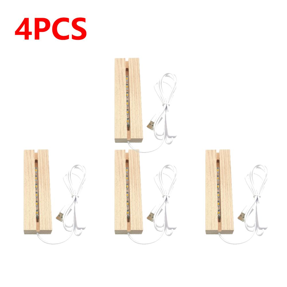1-5pcs LED Wood Light Display Crystal Wooden Lighted Base Stand Acrylic Light Plate Base USB Wooden Base for Resin Art Lights