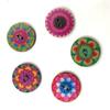 100Pcs Bohemian Style Retro Pattern Round Shape Wooden Buttons Clothing Decor