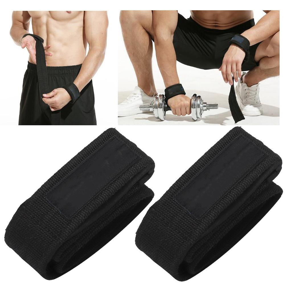 1 Pair Weight Lifting Straps Padded Wrist Support Non-Slip Powerlifting Bodybuilding Grip(Black )