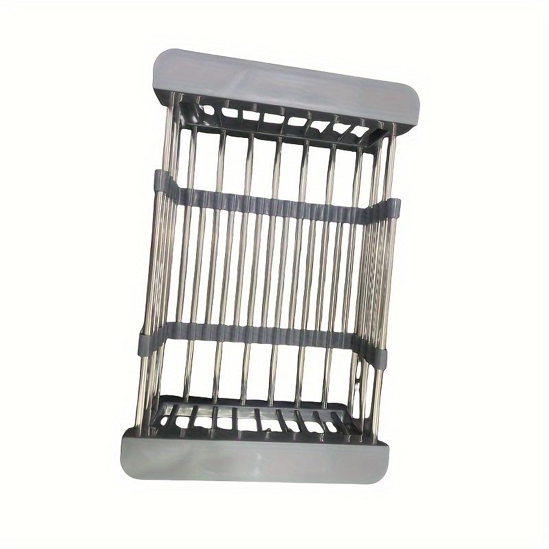 

Dish rack above stainless steel sink, adjustable multi-purpose drainage basket, kitchen vegetable and fruit sink storage rack світло-сірого кольору