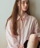 RONRON Drawstring Waist Torchon Lace Frill Shirt Soft Pink