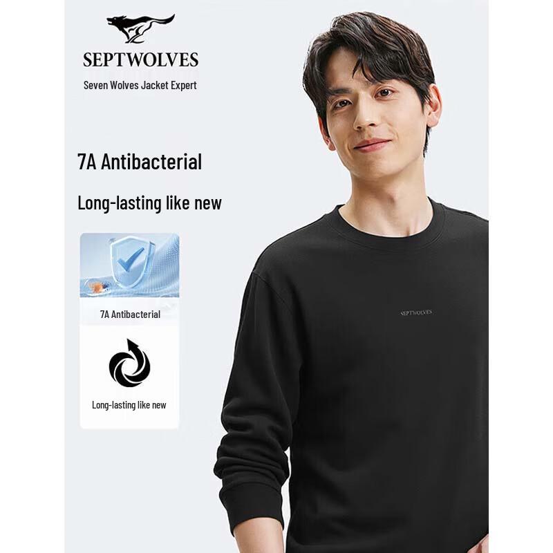 Septwolves Men s Autumn/Winter Embroidered Anti-Bacterial Sweatshirt M