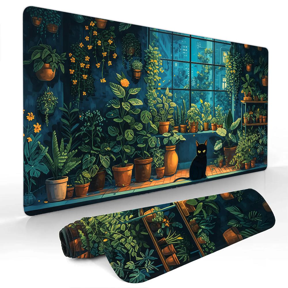 Anime Cat and Koi Fish Mouse Pad Desk Mat Large Computer Office Carpet xxl mousepad Gamer gaming pc accessories Keyboard Rug