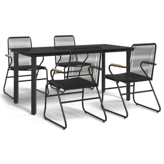 VidaXL Mobilier à dîner de jardin 5 pcs Noir Rotin PVC 3156572