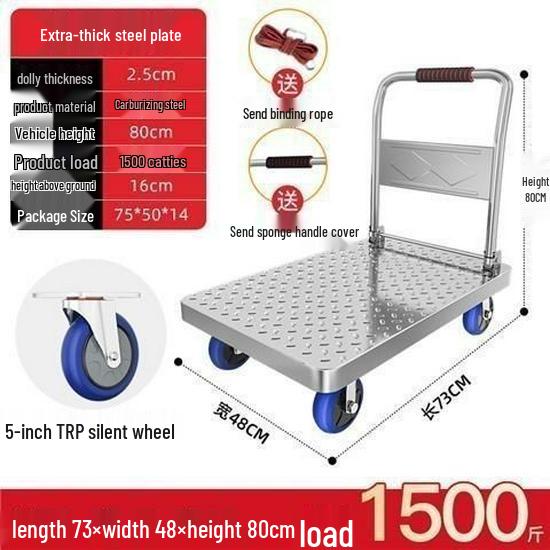 Portable Folding Steel Plate Dolly Hand Truck Cart for Household Use