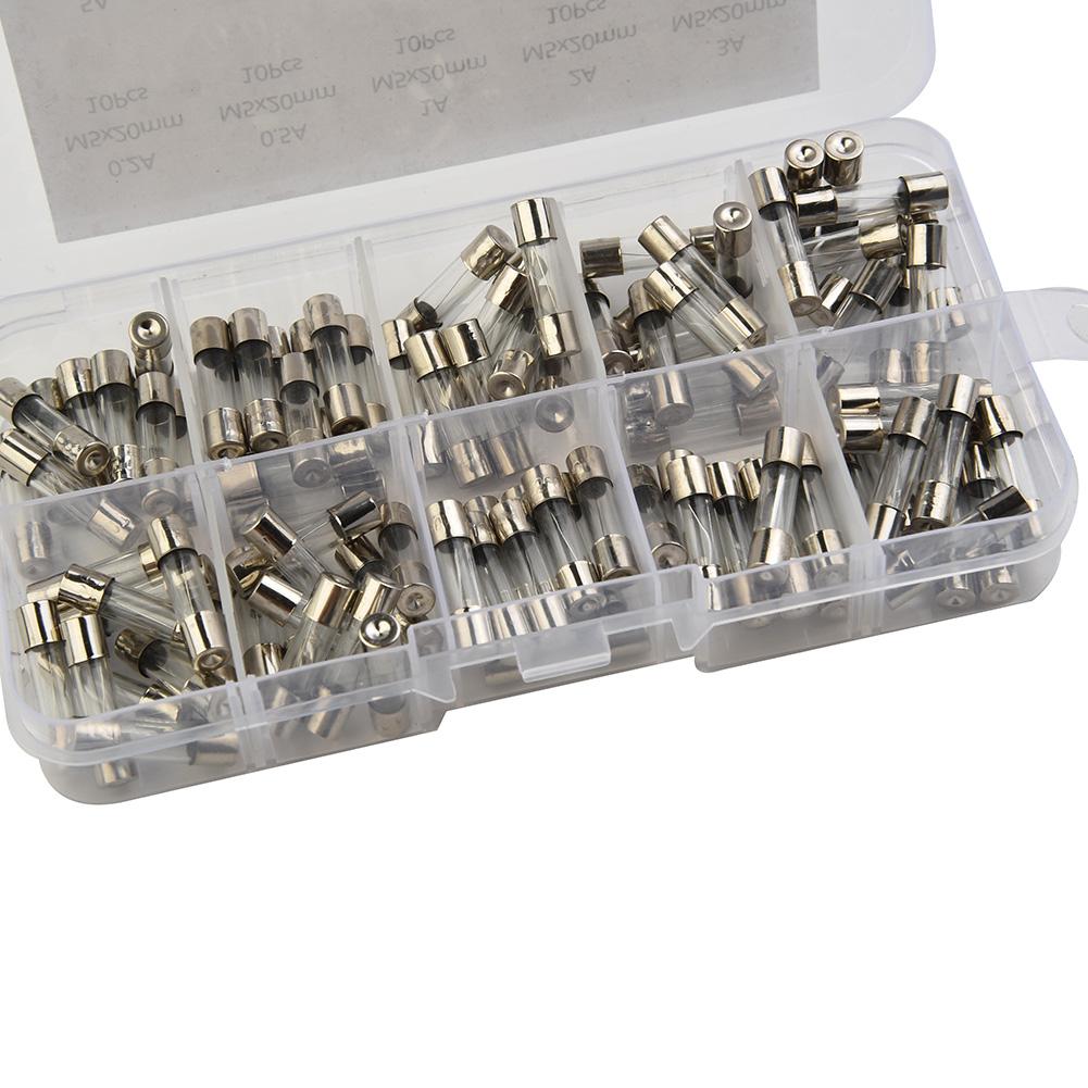 100pcs Insurance Tube Glass Fuses Kit Household 0.2A-20A 100pcs 250V Boxed High Quality Hot Sale Standard Fast Blow