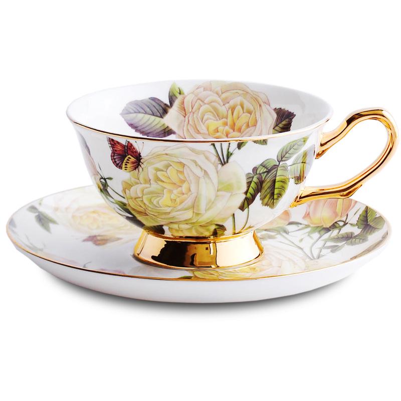 Rose Series European Bone China Coffee and Tea Cup Set