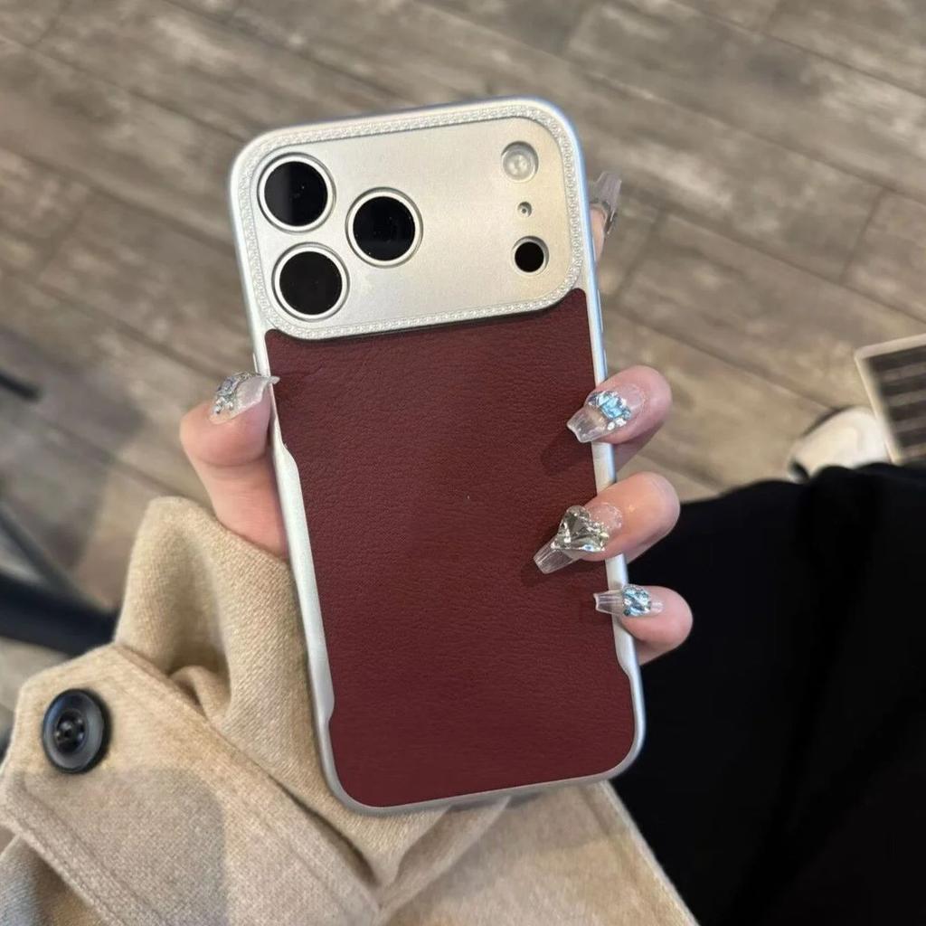 Plating Matte Leather Texture Phone Case For iPhone 17 Air 16 15 14 Plus 13 12 Pro Max Camera Protection Shockproof Hard Cover