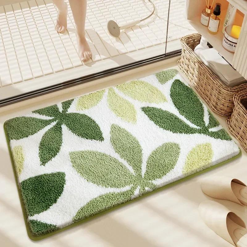 Rutschfeste Hochabsorbierende Mikrofaser Badematte - Floraler Plüsch Badezimmerteppich, Verdickte Modische Heimdekoration