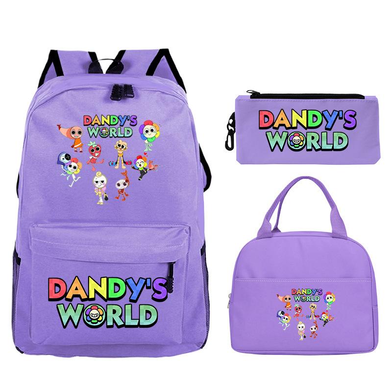 Dandy's World Game Merchandise Printed Primary and Secondary School Schoolbag Three-piece Set Foreign Trade Popular Children's Backpack