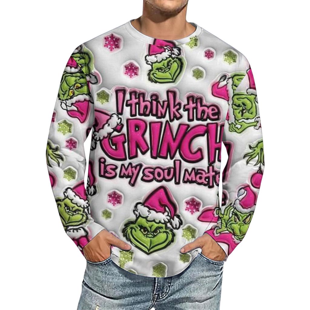 Men's Christmas Printed Imitation Cotton Long-sleeved Shirt