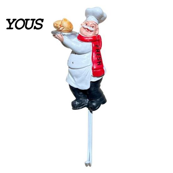 Kitchen Wall Hook Cute Chef Shape Hook, Strong Resin No Punch Bearing Capacity Adhesive Backing Decorative for Home Hang Utensils Dishcloths