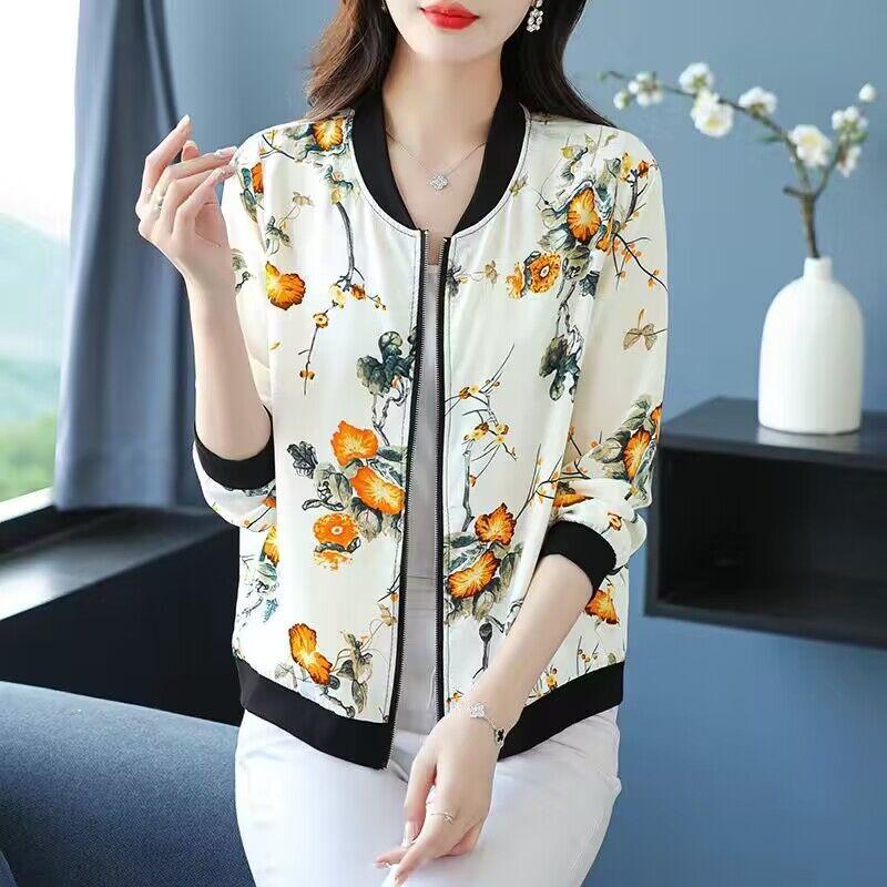 Summer Plus Size Chiffon Sunscreen Jacket Women's Printed Lightweight Cardigan